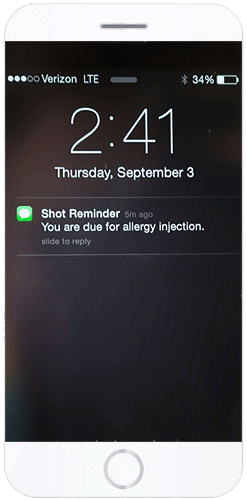 Text Reminder for allergy shot