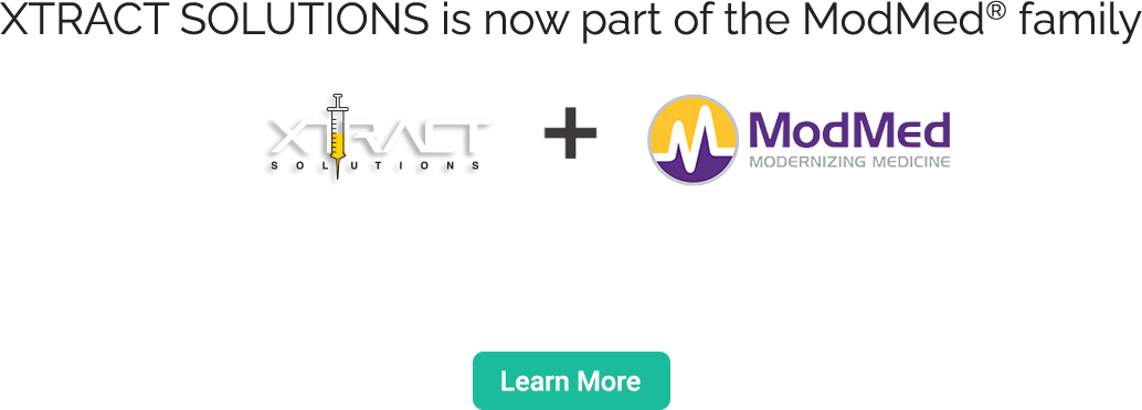 XTRACT SOLUTIONS is now part of the ModMed® family - XTRACT logo + ModMed logo - learn more button